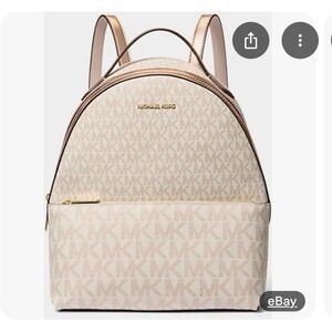 Michael Kors Metallic Logo Backpack Rose Gold